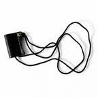 Black pen holder neck strap on a white background